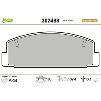 Brzdová destička Sada brzdových destiček, kotoučová brzda VALEO 302488