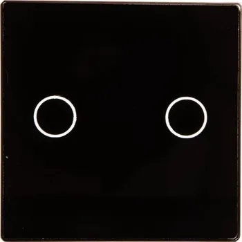 vypínač Touchme TM531B Malý skleněný panel 47x47mm, dvojitý vypínač/tlačítko, černý