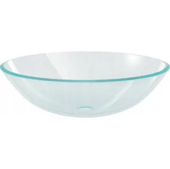 Průhledné skleněné umyvadlo 42 x 13 cm, k montáži na desku