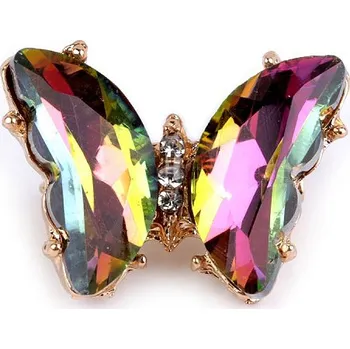 Náramek Brož s broušenými kameny motýl mini, malé, 2 růžová zelená