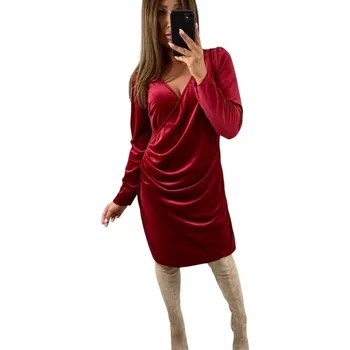 Dámské šaty ŠATY SAMETOVÉ ŠATY V OBÁLCE V990 vel. 44 (2XL)