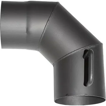 Kouřovod Koleno HS.K 090/120/1,5 mm, s klapkou, kouřovod, kouřové kominové koleno pro spojování trubek kouřovodu
