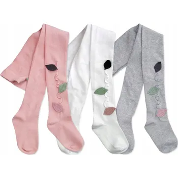 128-134 Punčocháče 3ks bavlněné zdobené 3 LISTY 3D punčocháče YOCLUB rb