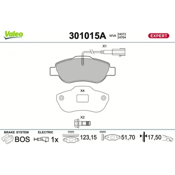 Brzdová destička Sada brzdových destiček, kotoučová brzda VALEO 301015A