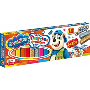 Modelovací hmota Školní modelovací hmota Bambino, hranatá, 18 barev + podložka