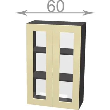 Knihovna Capri W6092G, kuchyňská vysoká vitrína š.60, korpus dub Sonoma, dvířka grafit