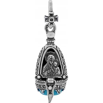 Přívěsek Pouzdro Přívěsek stříbrné Ag 925 na relikvie, myrhu s tyrkysem, pravoslavné