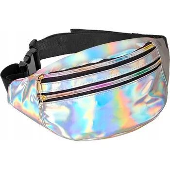 Outdoorové zavazadlo LEDVINKA STŘÍBRNÁ HOLOGRAFICKÁ HOLO 80. 90. LÉTA DUHOVÁ DISCO PÁRTY STŘÍBRNÁ