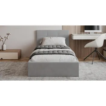 Postel Čalouněná postel RINO 90x200 cm s kovovým roštem šedá