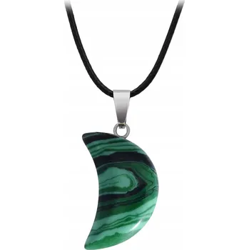 Náhrdelník Malachitový náhrdelník Měsíc s kamenem Malachit Černý Ocel