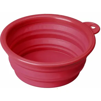 Miska pro psa Skládací (cestovní) silikonová miska pro zvířata Pop Pet růžová 1 l