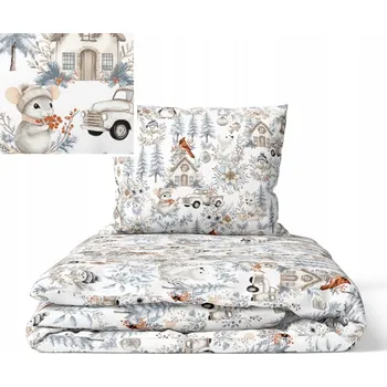 Povlečení DĚTSKÉ POVLEČENÍ 100x140cm 2 díly, DO POSTÝLKY, vzor: Zima Boho Stříbrná