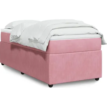 Postel vidaXL Box spring postel s matrací 80 x 200 cm samet [3285604] Barva: Růžová