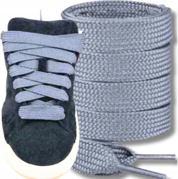 Tkaničky do bot Šedé tkaničky do bot Široké 15 mm Ploché Silné Tkaničky Campus 120 cm