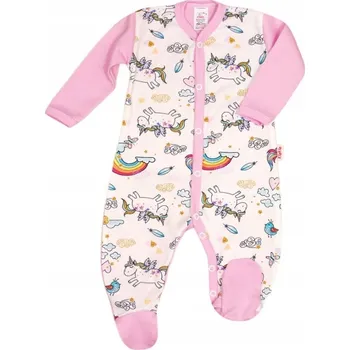 Kojenecký overall OVERAL overal s motivem JEDNOROŽCE z ORGANICKÉ BAVLNY s certifikací GOTS, velikost 56 KLEKLE