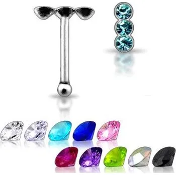 Piercing Šperky4U Stříbrný piercing do nosu, tmavě modré zirkony - N01114-B