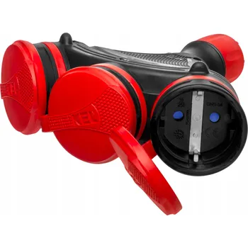 Elektrická zásuvka ROZBOČKA ZÁSUVKA 3-NÁSOBNÁ S KLAPKOU Z/U 3x2p+Z ČERVENÁ W-01164 PLASTROL