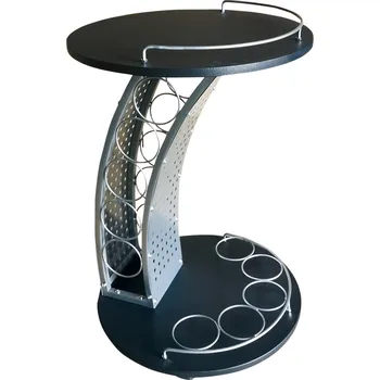 Jídelní stůl Servírovací vozík, černá/stříbrná, ALADAR NEW