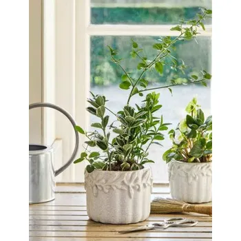 Květináč Kameninový květináč Cetara Rustic White 15 cm