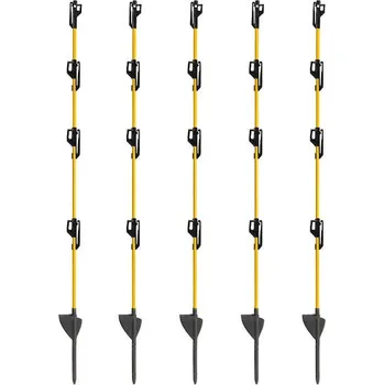Pro koně Sklolaminátový oválný sloupek pro elektrický ohradník 110 cm, nášlap a hrot, 4 izolátory - 10 ks,