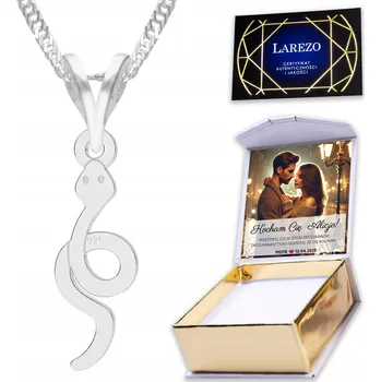 Náhrdelník Stříbrný náhrdelník 925 Had Snake s přívěskem hada + POTISK