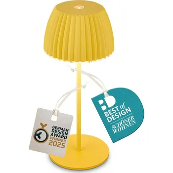 Lampička BRILONER Nabíjecí stolní lampa Riffle Mini - 20 cm, 1,5W, 150lm, bezdrátová, LED, stmívatelné, dotykový vypínač, žlutá - BRILO BRILO 7552017