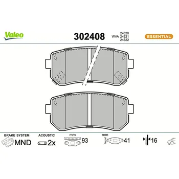 Brzdová destička Sada brzdových destiček, kotoučová brzda VALEO 302408