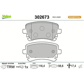 Brzdová destička Sada brzdových destiček, kotoučová brzda VALEO 302673