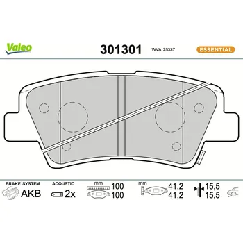 Brzdová destička Sada brzdových destiček, kotoučová brzda VALEO 301301