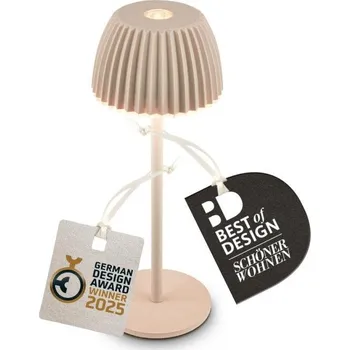 Lampička BRILONER Riffle Nano stolní lampička - 1,5W, 130lm, nabíjecí, LED, stmívatelné, dotykový vypínač, German design Award Winner 2025, béžová - BRILO BRILO 7581011