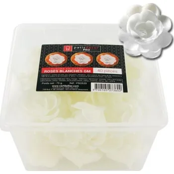 Přisada na vaření a pečení Patisdécor Jedlé oplatkové růže bílé – velké 5 cm 1ks | Patisdecor