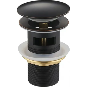 sítko a zátka do dřezu Mexen uzavíratelná umyvadlová výpusť kulatý, ClickClack, velká zátka, s přepadem, Retro černá, 79920-79