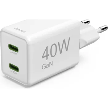 Hama rychlá USB nabíječka, 2x USB-C PD/QC, 40 W, super-mini