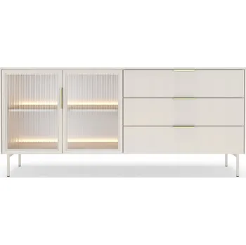 Komoda Stylová komoda LINEO LED v barvě kašmír se zásuvkami