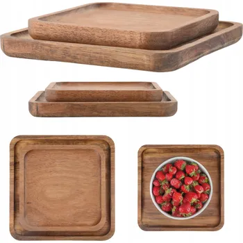 Dřevěná podnos, servírovací tác na občerstvení, sada 2 kusů
