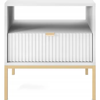 Noční stolek Noční stolek do ložnice Crow S54 / Bílý + zlatý rám