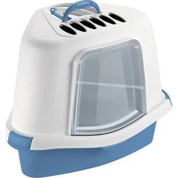 Toaleta pro kočku Toaleta pro kočky rohová - Sprint Corner plus, krytá, kamenně šedá Varianta: krytá, nodrická modrá/bílá