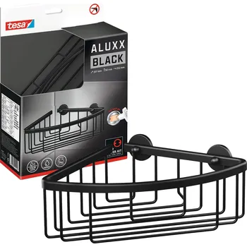 Rohová koupelnová polička Samolepicí Tesa ALUXX BLACK, košík do sprchy
