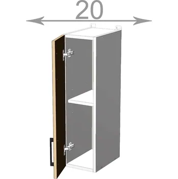 Knihovna Capri W2072F, kuchyňský regál š.20, korpus grafit, dvířka dub Craft bílý