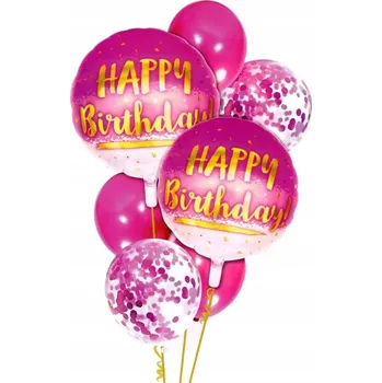 Balónek Sada narozeninových balónků Mktrade růžová 7 ks