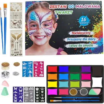 Tetování Barvy na obličej pro děti, omyvatelné tetování, šablony, sada 30 ks