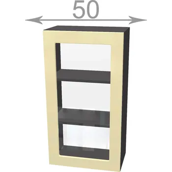 Knihovna Capri W5092G, kuchyňská vysoká vitrína š.50, korpus dub Sonoma, dvířka grafit