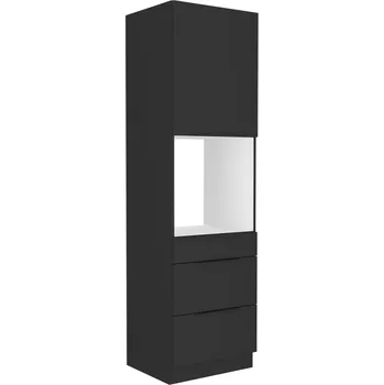 Kuchyňská linka Vysoká skříňka na vestavnou troubu, černá, SIBER 60 DPS-210 3S 1F