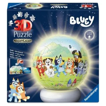 Puzzle Ravensburger 3D Puzzle Nachtlicht Bluey - Puzzle-Ball mit LED Nachtlicht als Nachttischlampe für Kinder ab 6 Jahren (Hra)
