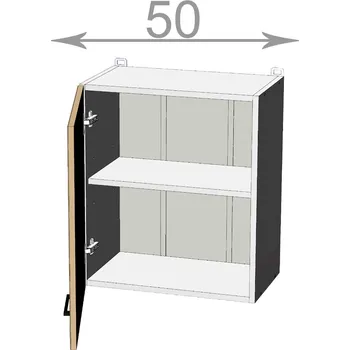 Kuchyňská linka Capri W5057, kuchyňská vysoká skříňka nad digestoř š.50, korpus grafit, dvířka dub Craft bílý