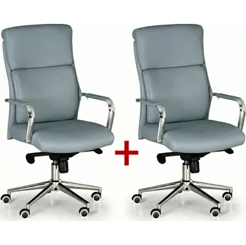Kožené kancelářské křeslo VIRO 1+1 ZDARMA, šedá