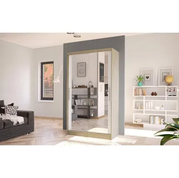 FALCO Šatní skříň s posuvnými dveřmi Kosta VII 100 Odstín: Dub sonoma/bílá