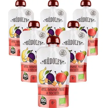 Rudolfs BIO Jablko, banán, sušená švestka, sušenky 6 × 110 g