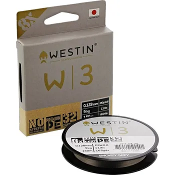 Westin Splétaná Šňůra W3 8 Braid Smokey Grey 150 m - 0,08 mm 3 kg
