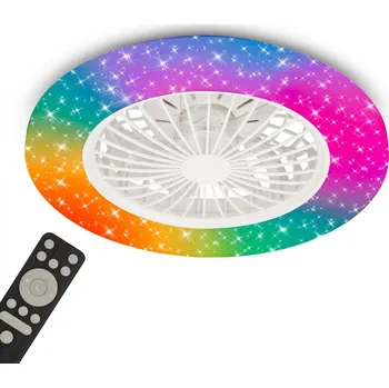 Dekorativní svítidlo BRILONER Tuuletin A stropní svítidlo s ventilátorem pr.48,5 cm - 48W, 5300lm, LED, stmívatelné, dálkový ovladač, CCT, RGBIC, bílé - BRILO BRILO 3890016